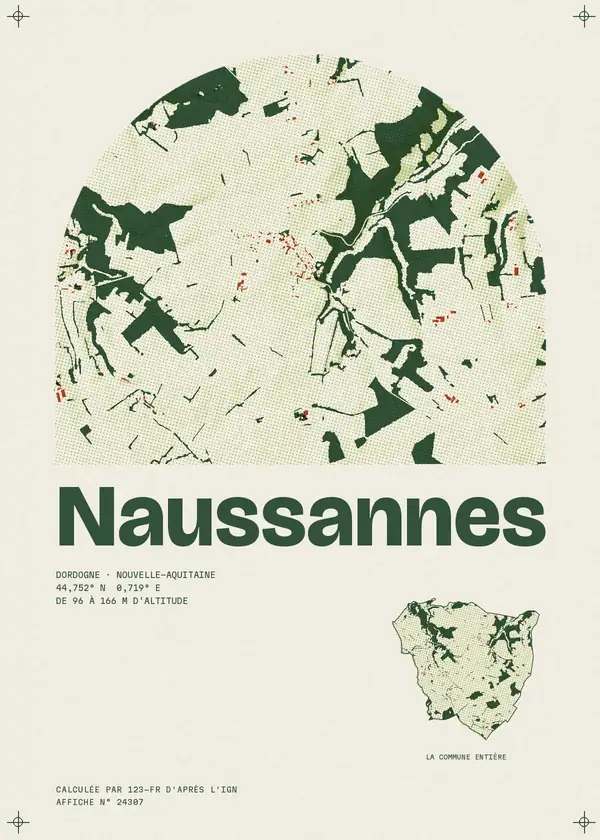 Affiche de Naussannes, calculée par 123-fr d'après l'IGN
