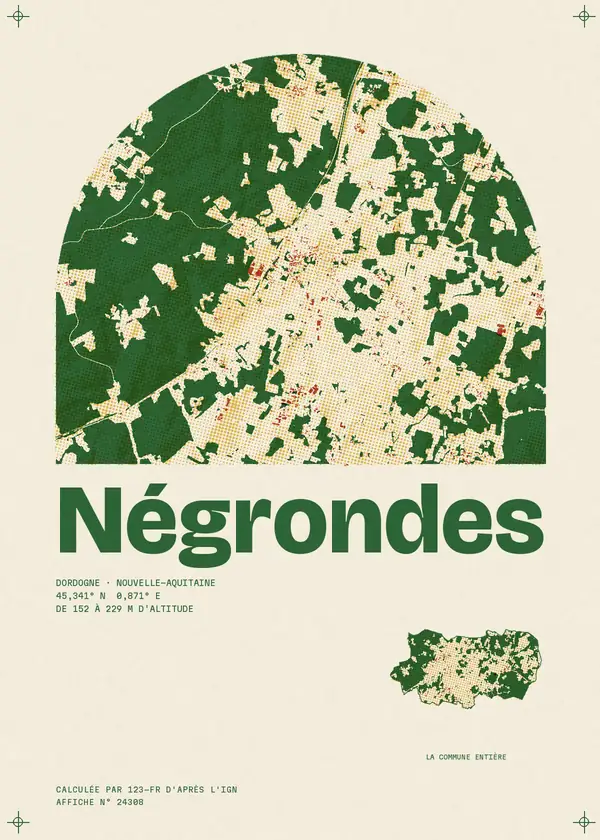 Affiche de Négrondes, calculée par 123-fr d'après l'IGN