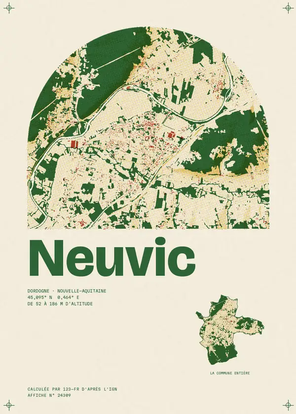 Affiche de Neuvic, calculée par 123-fr d'après l'IGN