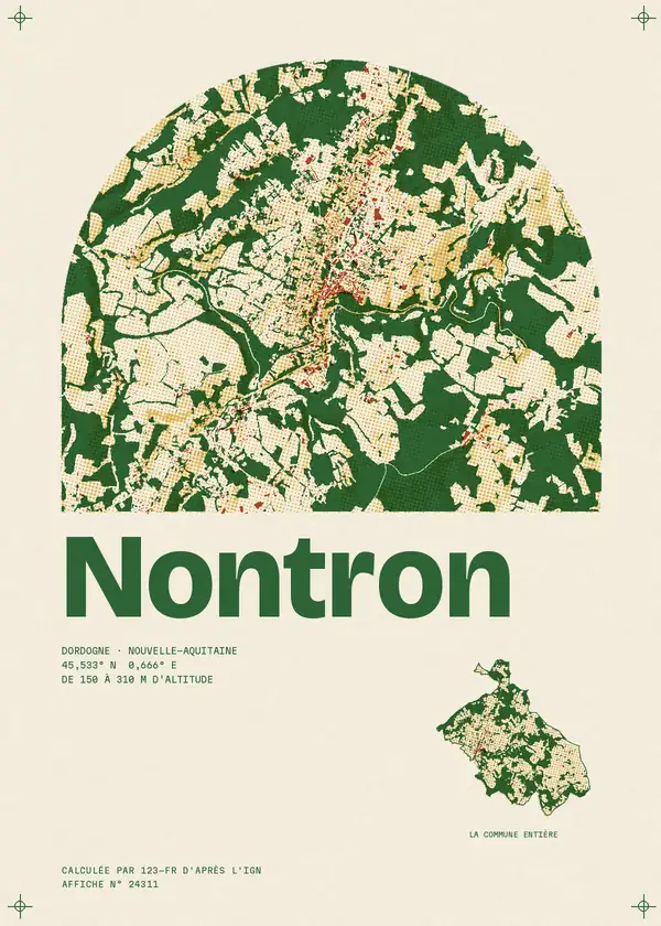 Affiche de Nontron, calculée par 123-fr d'après l'IGN