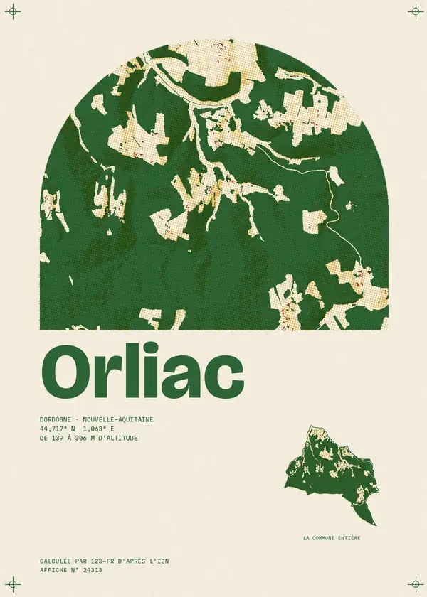 Affiche de Orliac, calculée par 123-fr d'après l'IGN