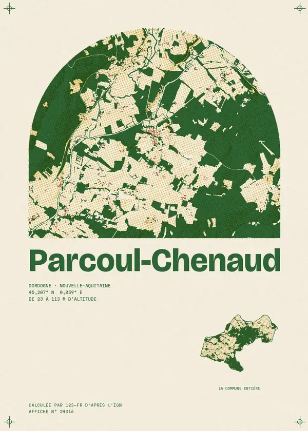 Affiche de Parcoul-Chenaud, calculée par 123-fr d'après l'IGN