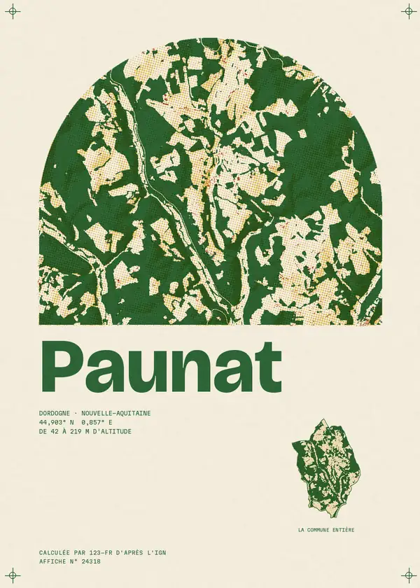 Affiche de Paunat, calculée par 123-fr d'après l'IGN