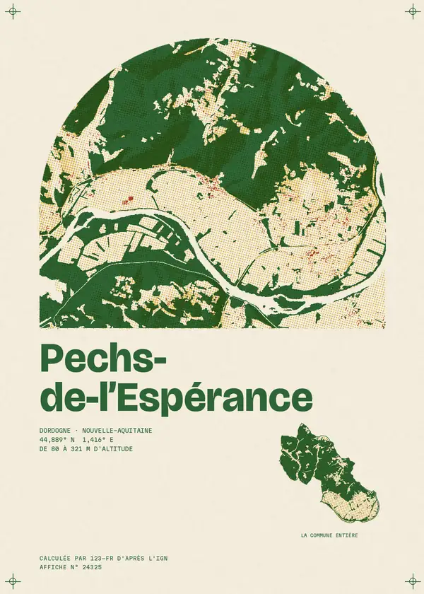 Affiche de Pechs-de-l'Espérance, calculée par 123-fr d'après l'IGN