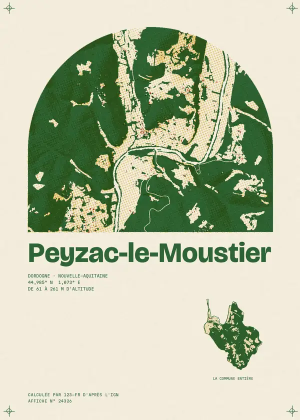 Affiche de Peyzac-le-Moustier, calculée par 123-fr d'après l'IGN