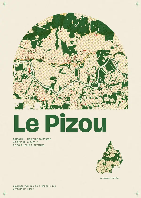 Affiche de Le Pizou, calculée par 123-fr d'après l'IGN