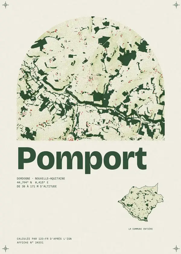 Affiche de Pomport, calculée par 123-fr d'après l'IGN
