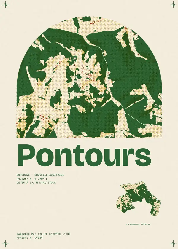 Affiche de Pontours, calculée par 123-fr d'après l'IGN
