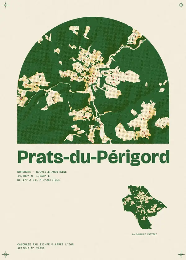 Affiche de Prats-du-Périgord, calculée par 123-fr d'après l'IGN