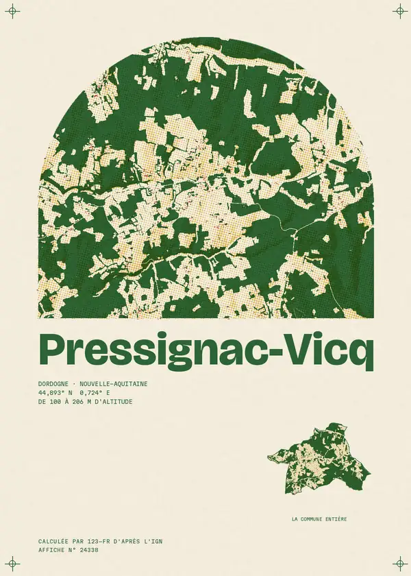 Affiche de Pressignac-Vicq, calculée par 123-fr d'après l'IGN