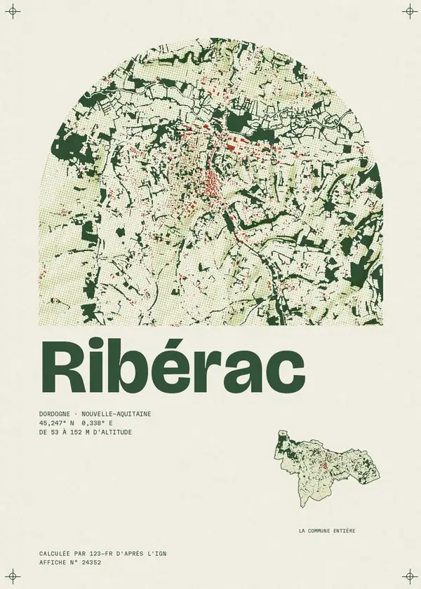 Affiche de Ribérac, calculée par 123-fr d'après l'IGN