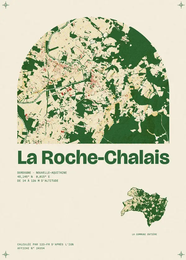 Affiche de La Roche-Chalais, calculée par 123-fr d'après l'IGN