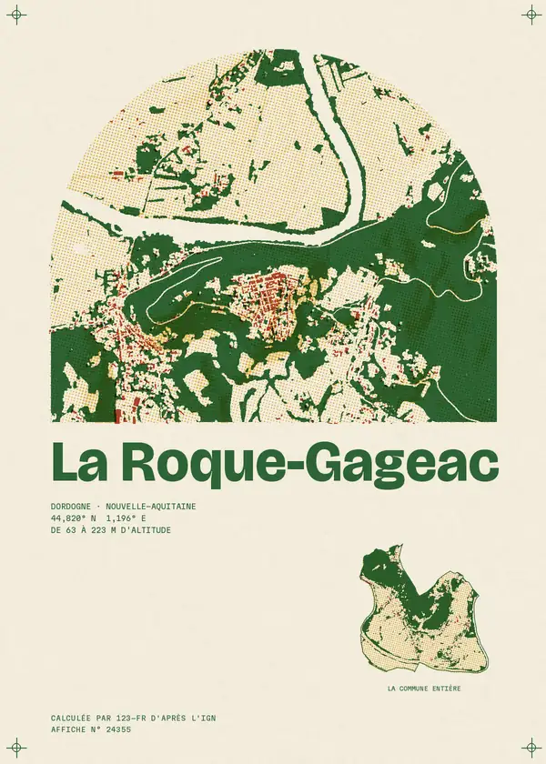 Affiche de La Roque-Gageac, calculée par 123-fr d'après l'IGN