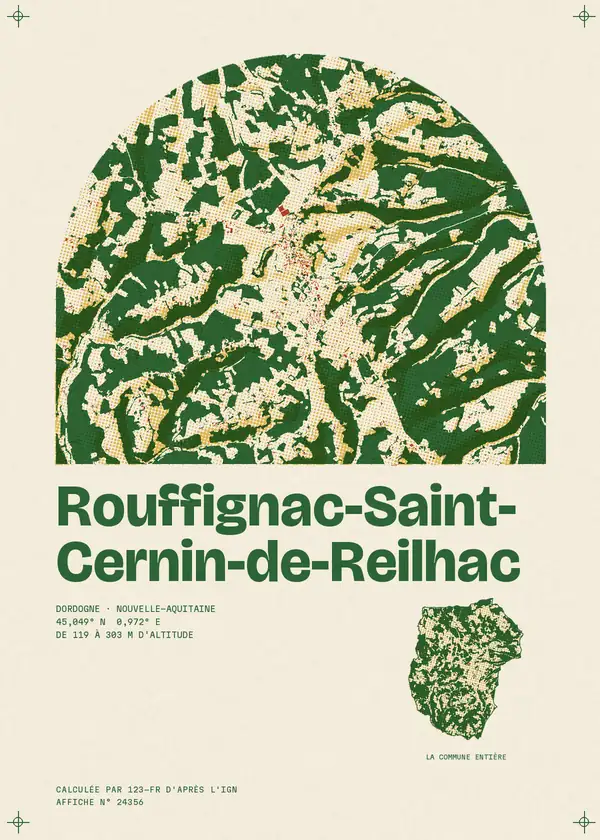 Affiche de Rouffignac-Saint-Cernin-de-Reilhac, calculée par 123-fr d'après l'IGN