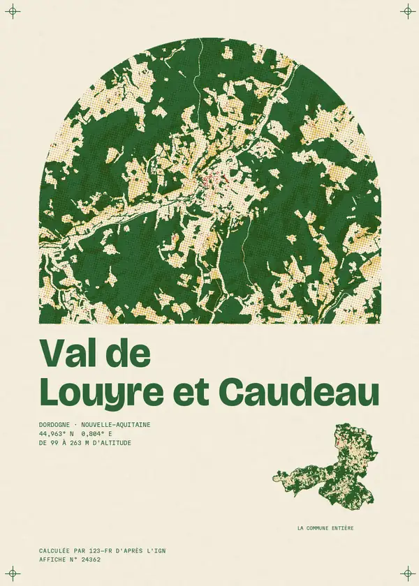 Affiche de Val de Louyre et Caudeau, calculée par 123-fr d'après l'IGN