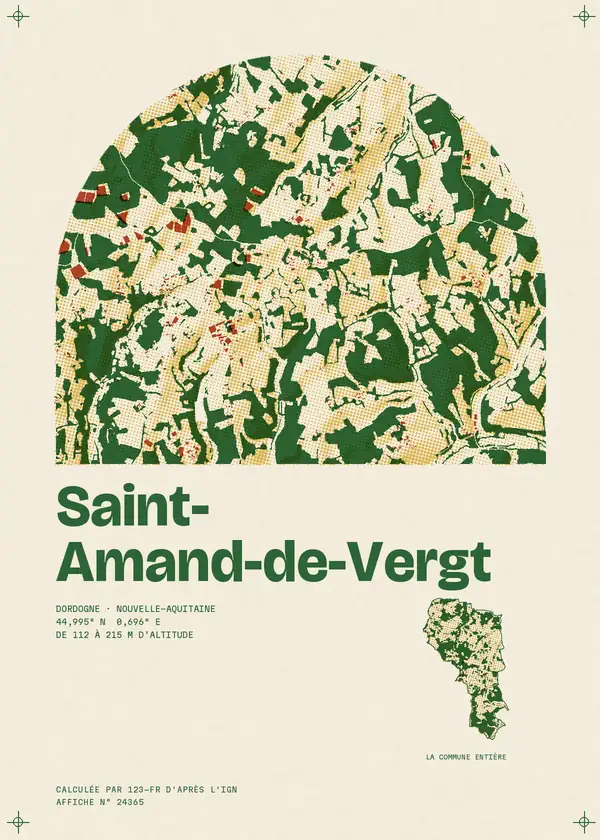 Affiche de Saint-Amand-de-Vergt, calculée par 123-fr d'après l'IGN
