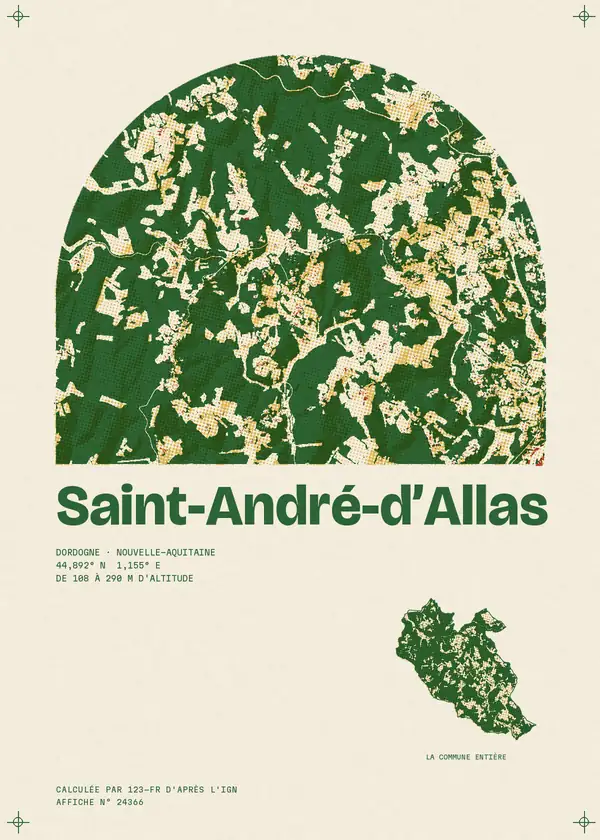 Affiche de Saint-André-d'Allas, calculée par 123-fr d'après l'IGN
