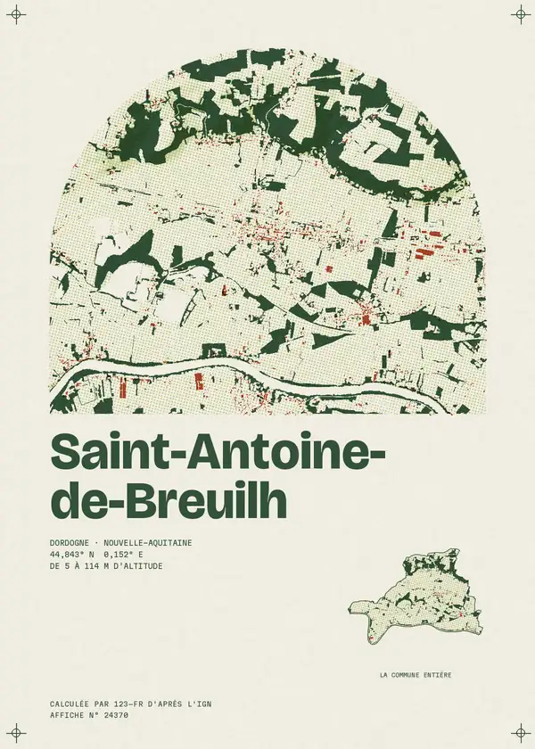 Affiche de Saint-Antoine-de-Breuilh, calculée par 123-fr d'après l'IGN
