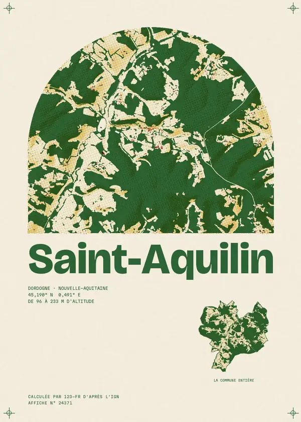 Affiche de Saint-Aquilin, calculée par 123-fr d'après l'IGN
