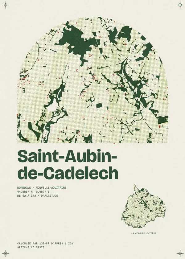 Affiche de Saint-Aubin-de-Cadelech, calculée par 123-fr d'après l'IGN