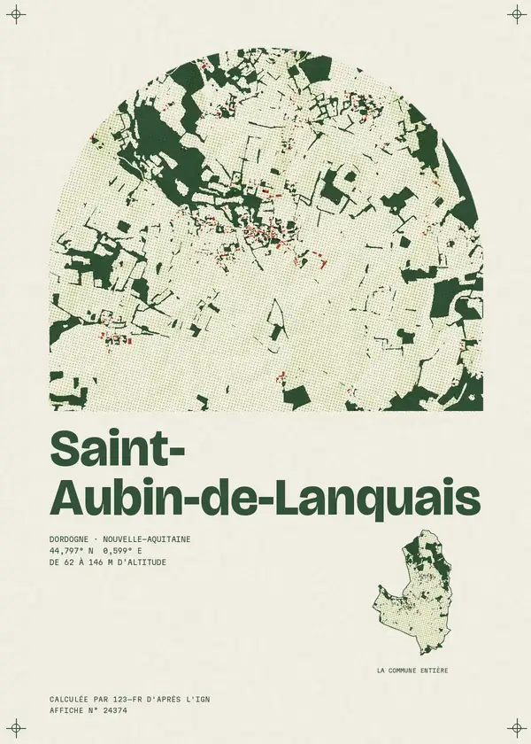 Affiche de Saint-Aubin-de-Lanquais, calculée par 123-fr d'après l'IGN