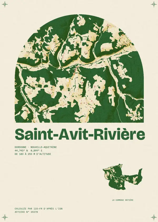 Affiche de Saint-Avit-Rivière, calculée par 123-fr d'après l'IGN