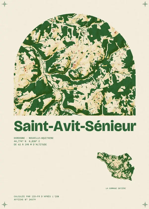 Affiche de Saint-Avit-Sénieur, calculée par 123-fr d'après l'IGN