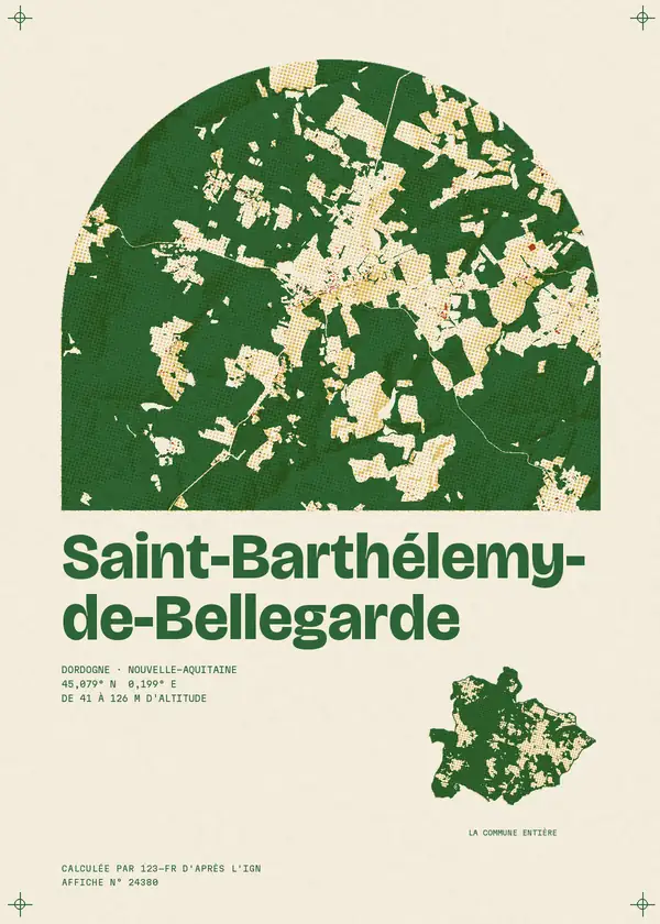 Affiche de Saint-Barthélemy-de-Bellegarde, calculée par 123-fr d'après l'IGN