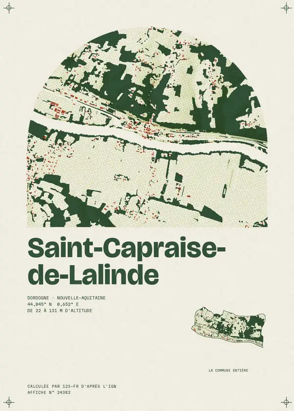 Affiche de Saint-Capraise-de-Lalinde, calculée par 123-fr d'après l'IGN