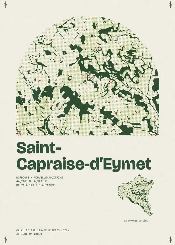 Affiche de Saint-Capraise-d'Eymet, calculée par 123-fr d'après l'IGN