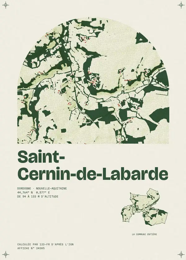 Affiche de Saint-Cernin-de-Labarde, calculée par 123-fr d'après l'IGN