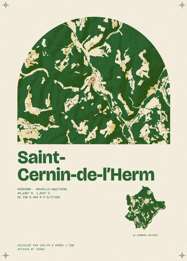 Affiche de Saint-Cernin-de-l'Herm, calculée par 123-fr d'après l'IGN