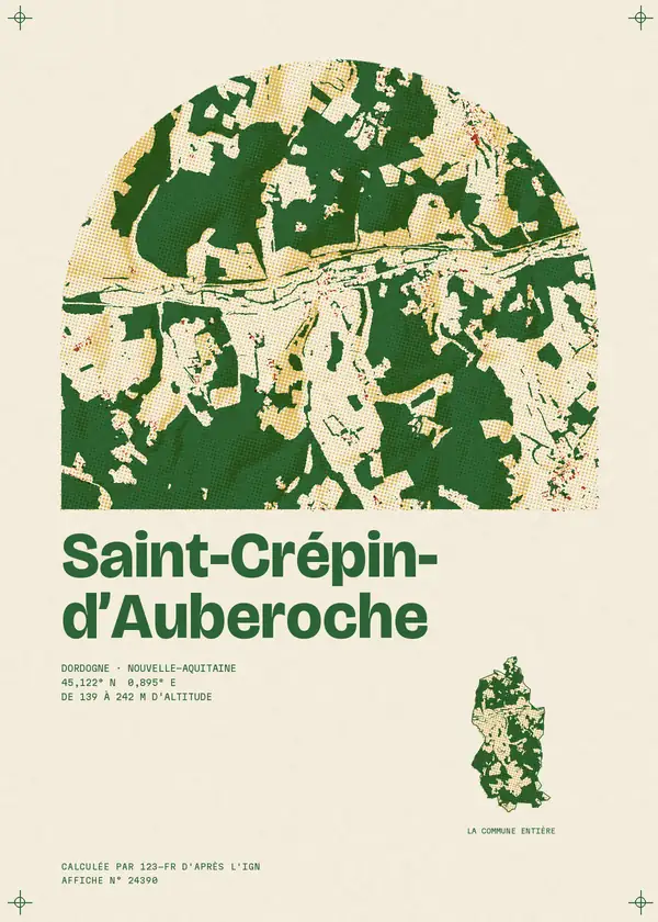 Affiche de Saint-Crépin-d'Auberoche, calculée par 123-fr d'après l'IGN