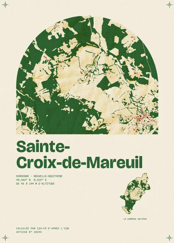 Affiche de Sainte-Croix-de-Mareuil, calculée par 123-fr d'après l'IGN