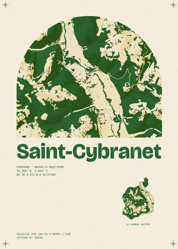 Affiche de Saint-Cybranet, calculée par 123-fr d'après l'IGN