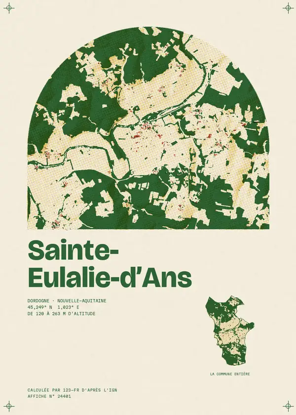 Affiche de Sainte-Eulalie-d'Ans, calculée par 123-fr d'après l'IGN