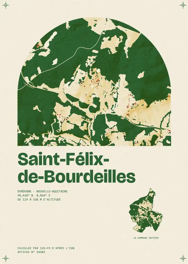 Affiche de Saint-Félix-de-Bourdeilles, calculée par 123-fr d'après l'IGN