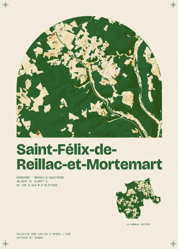 Affiche de Saint-Félix-de-Reillac-et-Mortemart, calculée par 123-fr d'après l'IGN
