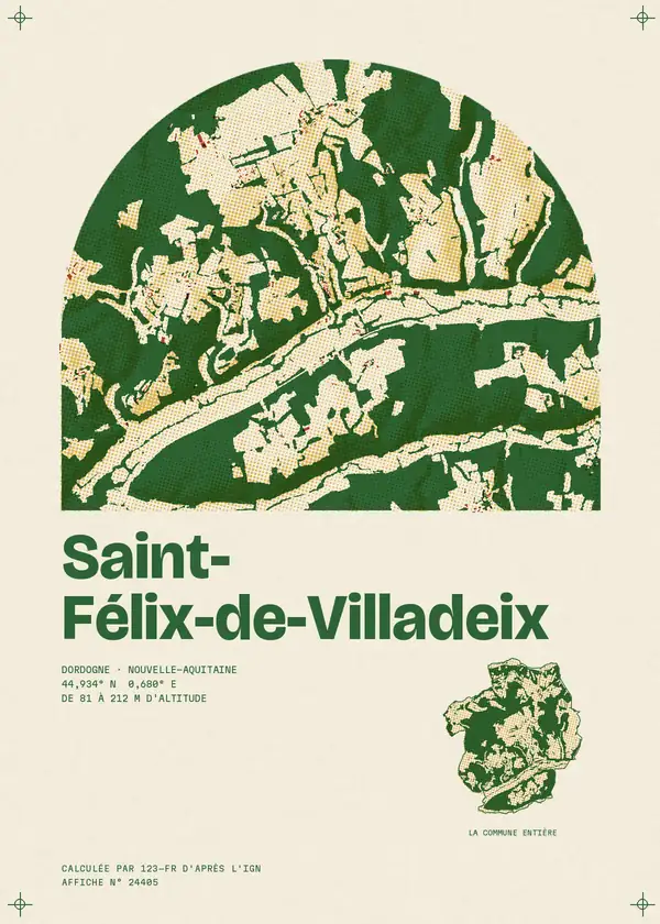 Affiche de Saint-Félix-de-Villadeix, calculée par 123-fr d'après l'IGN