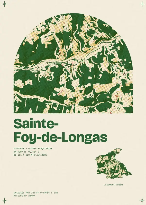 Affiche de Sainte-Foy-de-Longas, calculée par 123-fr d'après l'IGN