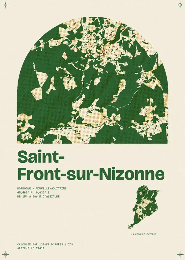 Affiche de Saint-Front-sur-Nizonne, calculée par 123-fr d'après l'IGN