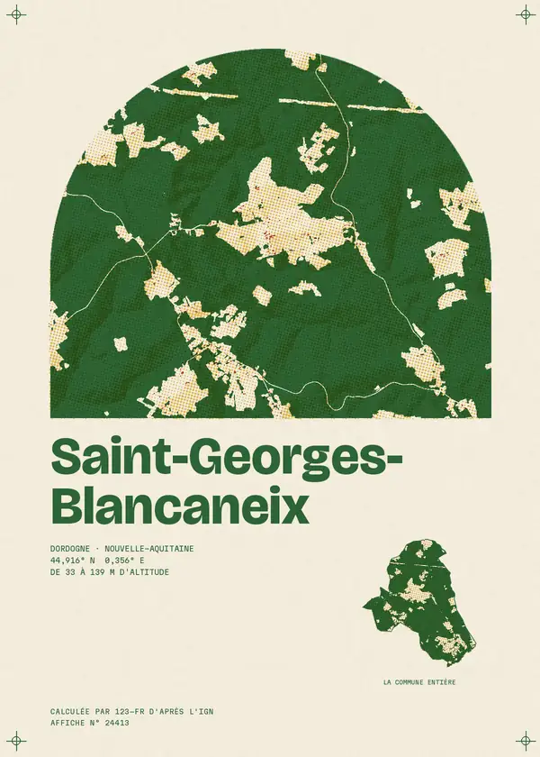 Affiche de Saint-Georges-Blancaneix, calculée par 123-fr d'après l'IGN