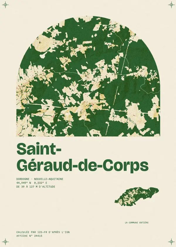 Affiche de Saint-Géraud-de-Corps, calculée par 123-fr d'après l'IGN