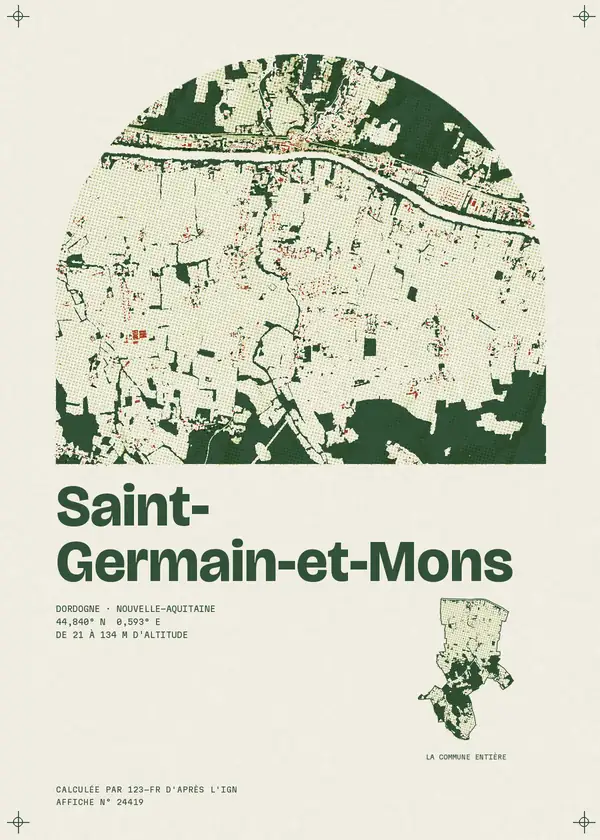 Affiche de Saint-Germain-et-Mons, calculée par 123-fr d'après l'IGN