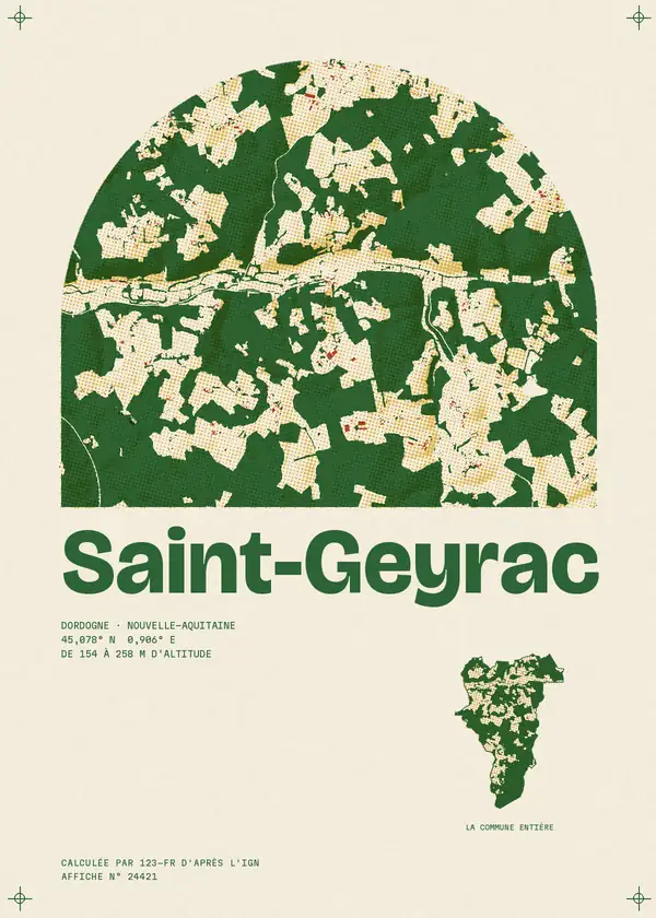 Affiche de Saint-Geyrac, calculée par 123-fr d'après l'IGN