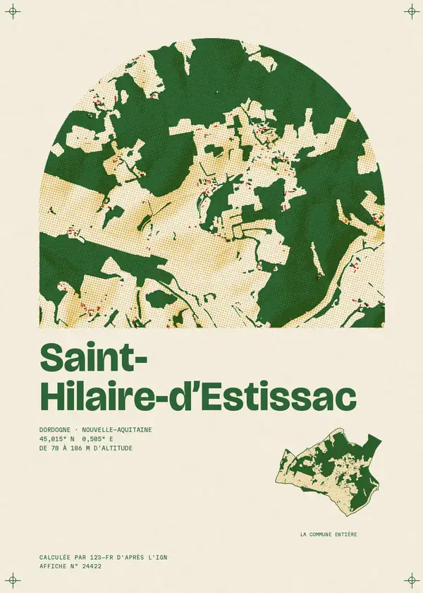 Affiche de Saint-Hilaire-d'Estissac, calculée par 123-fr d'après l'IGN