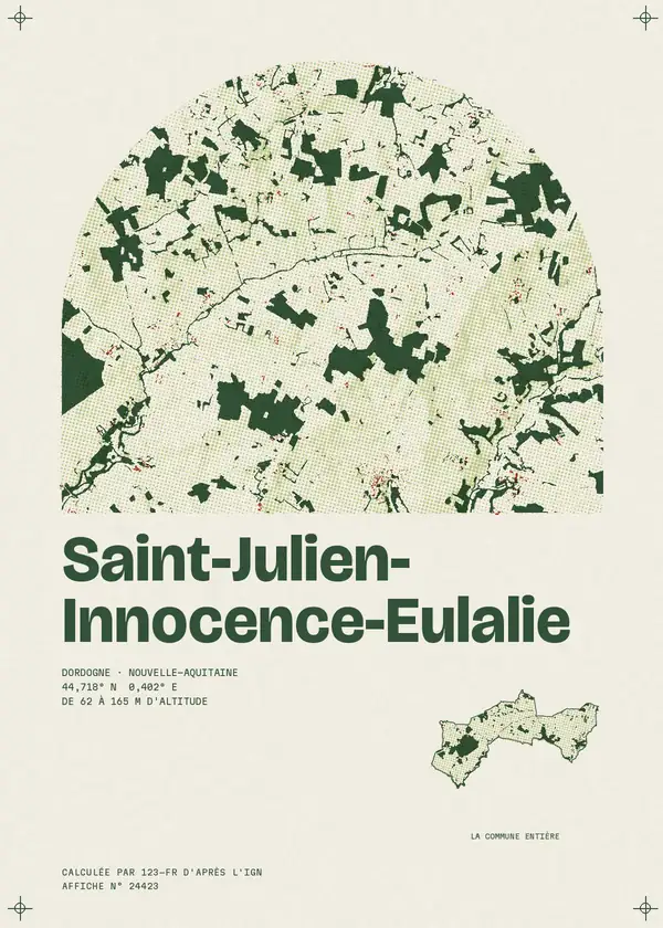 Affiche de Saint-Julien-Innocence-Eulalie, calculée par 123-fr d'après l'IGN