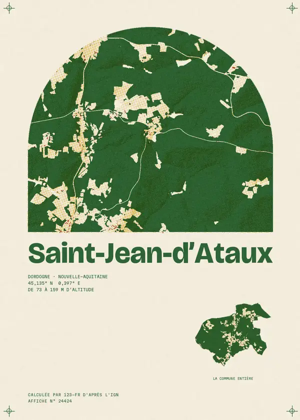 Affiche de Saint-Jean-d'Ataux, calculée par 123-fr d'après l'IGN