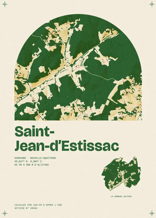 Affiche de Saint-Jean-d'Estissac, calculée par 123-fr d'après l'IGN