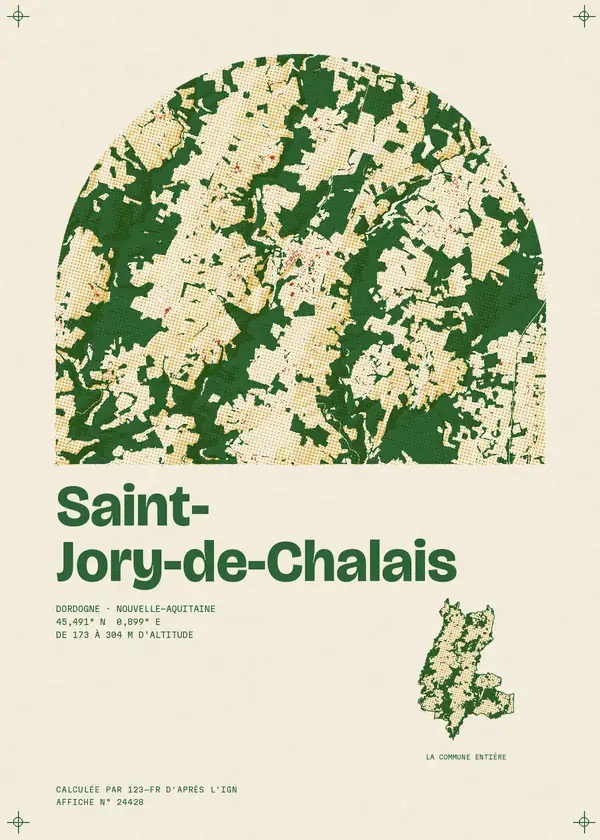Affiche de Saint-Jory-de-Chalais, calculée par 123-fr d'après l'IGN